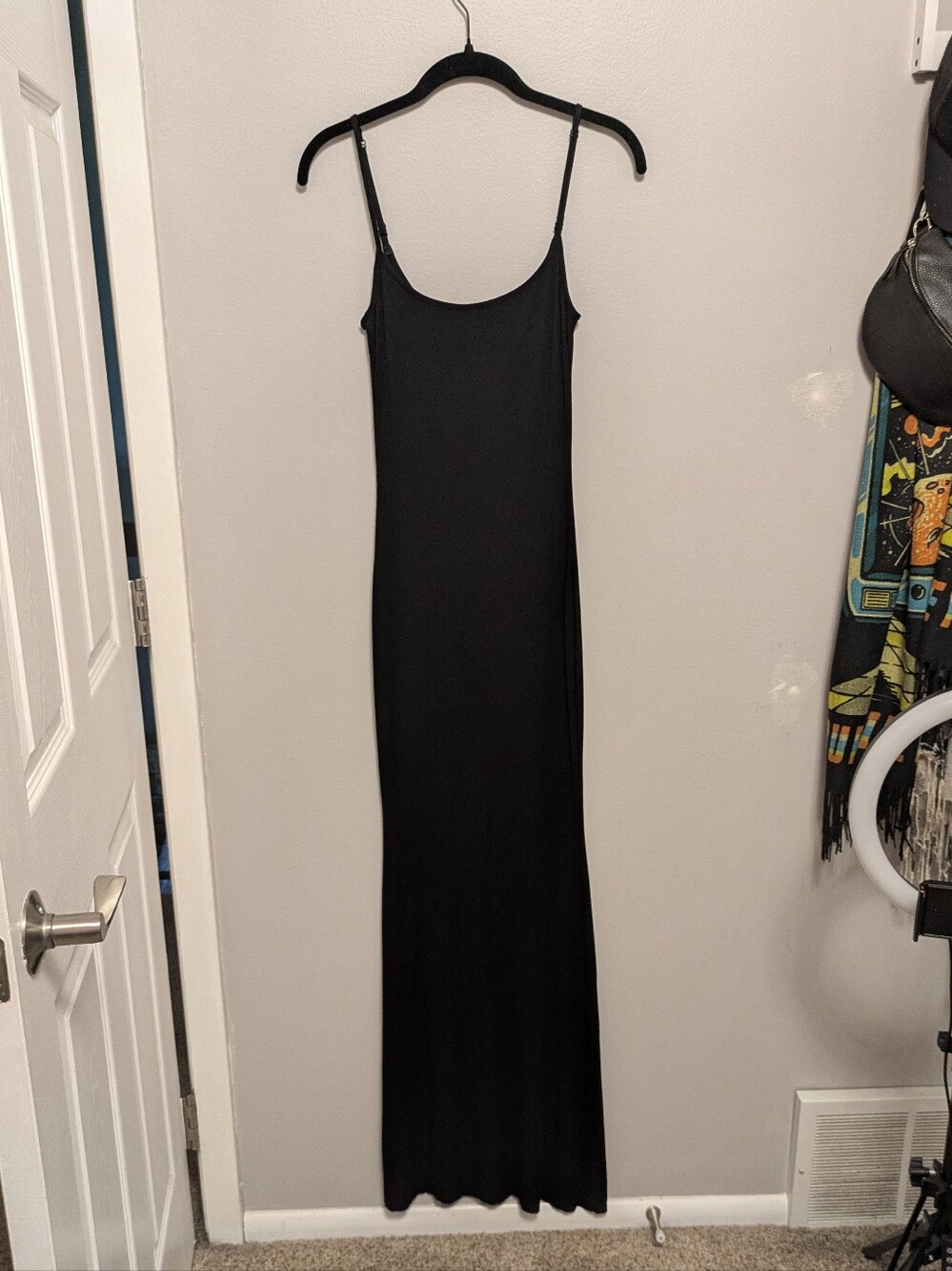 Skims Soft Lounge Slip Dress Maxi Onyx Black